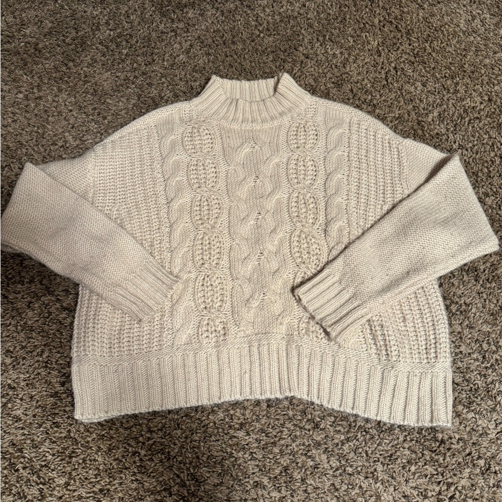 Lucky Brand Cream Cable Knit Turtleneck Sweater